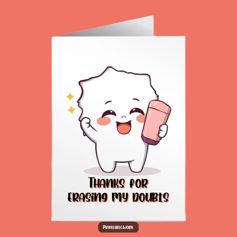 Free Printable Thank You Card: Eraser Character for a Surprising Thanks