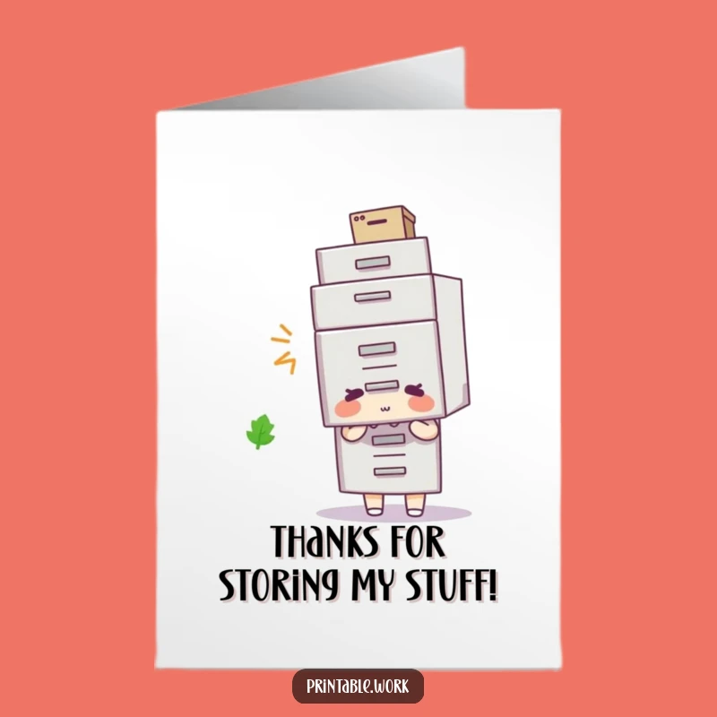 Free Printable Thank You Card: Funny Filing Cabinet Hat, Downloadable Gift of Thanks