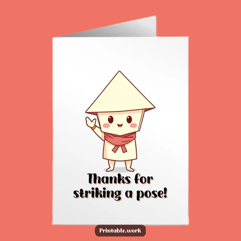 Free Printable Thank You Card: Posed Paper Pal, Downloadable Gratitude Style