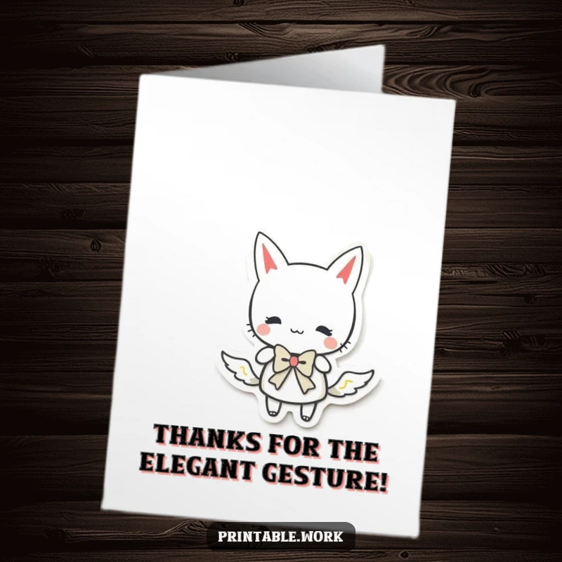 Funny Free Printable Thank You Card: A paper character bows gracefully, expressing thanks. A charming downloadable art piece.