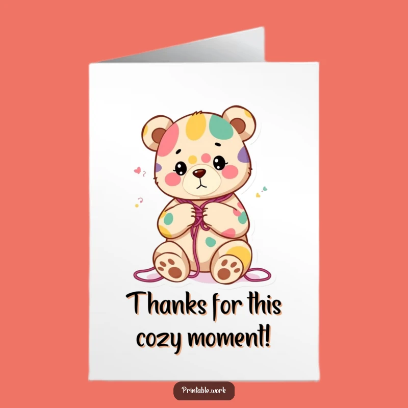 Free Printable Thank You Bear Knitting Card: A Cozy Thank You! Funny Downloadable!
