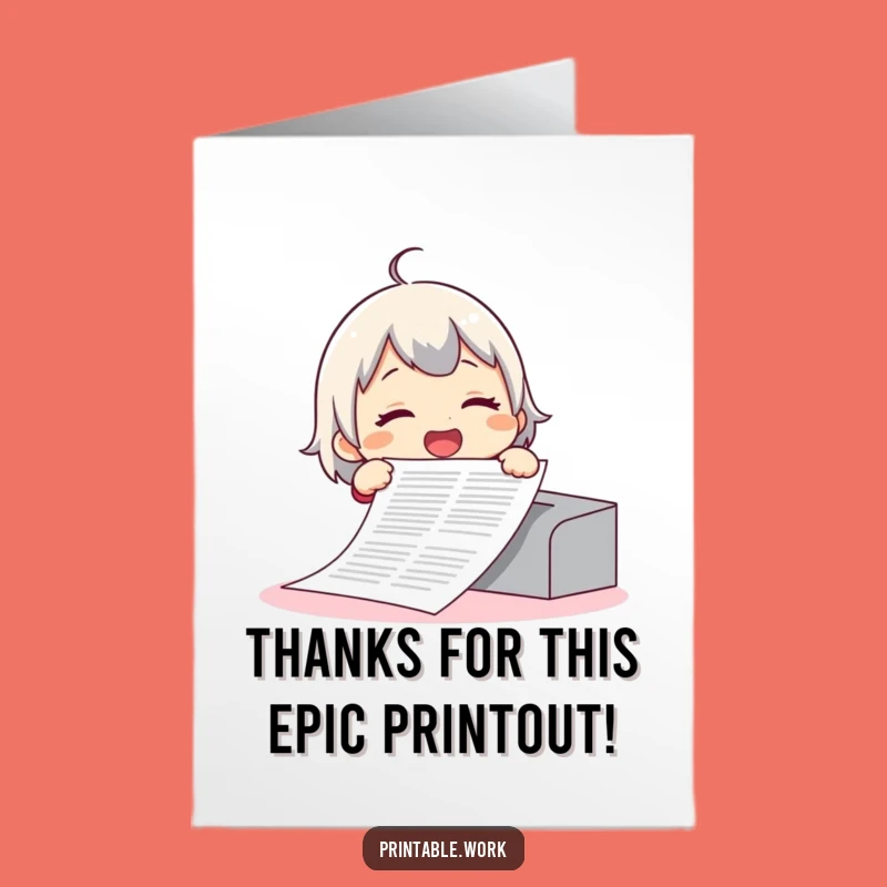 Free Printable Funny Thank You Card: A Giggling Character's Endless List