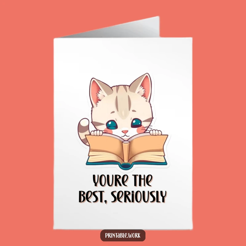 Free Printable Cat Thank You Card: Curious Kitty Gratitude Funny Downloadable Gift