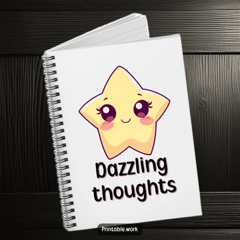 Funny Paper Star Notebook: A paper star character with wide eyes sparkles brightly, ideal for recording stellar ideas and funny thoughts.