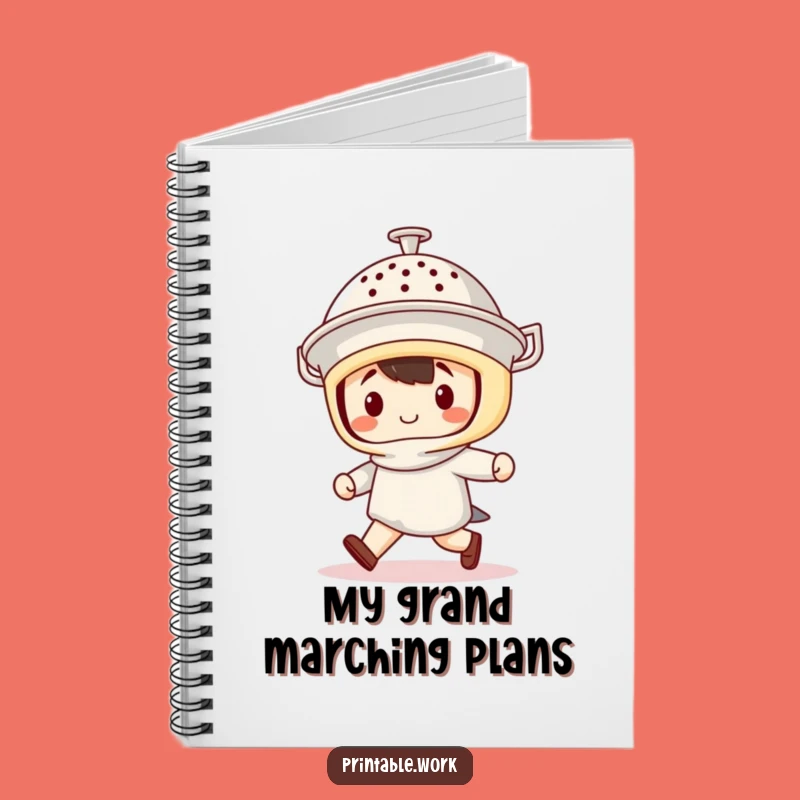 Funny Kawaii Colander Helmet Notebook - Marching Character Journal Gift
