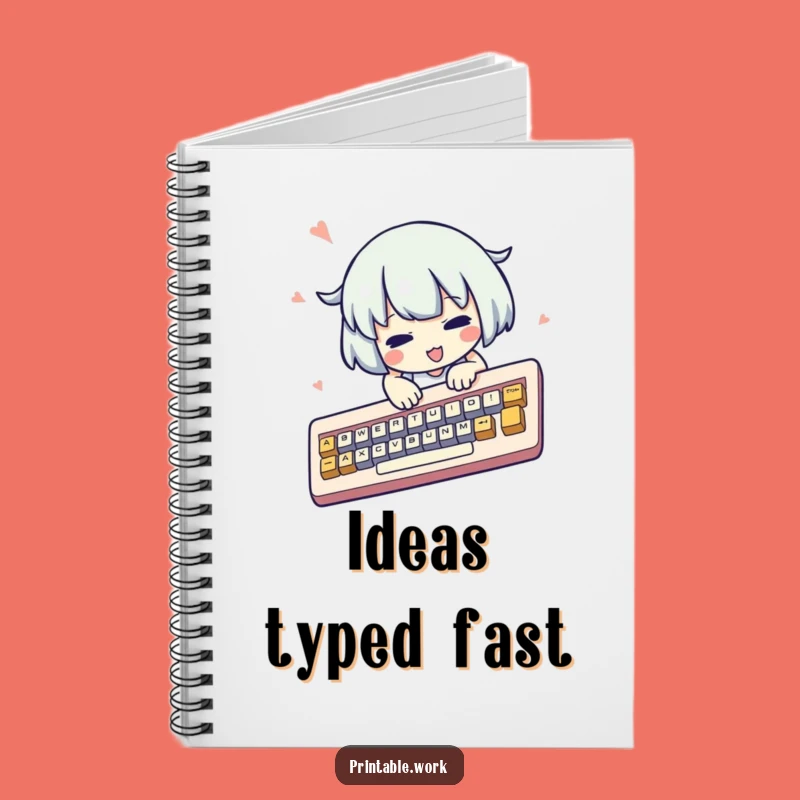 Funny Kawaii Typist Notebook: Frantic Notes, Perfect Funny Gift for Busy Minds