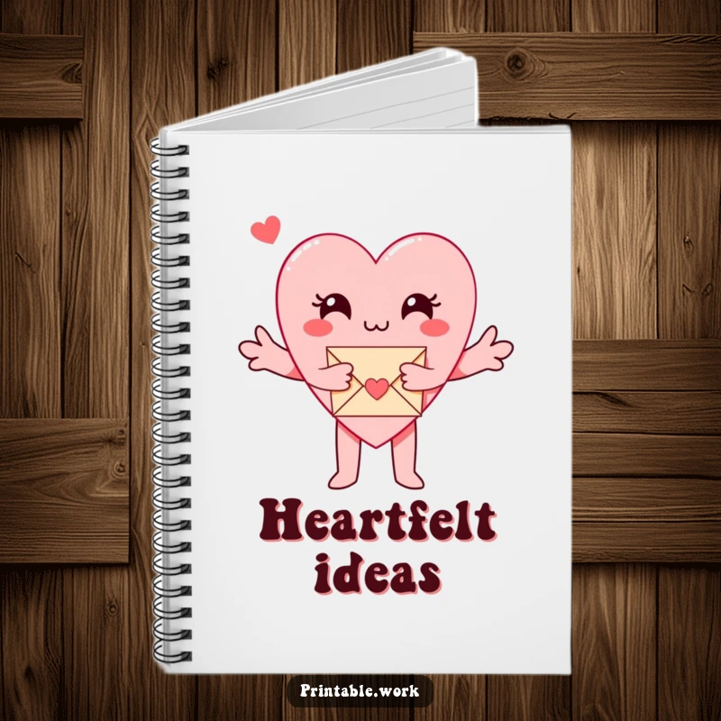 Funny Paper Heart Notebook: A paper heart character hugs a tiny envelope, ideal for writing love letters and funny notes.