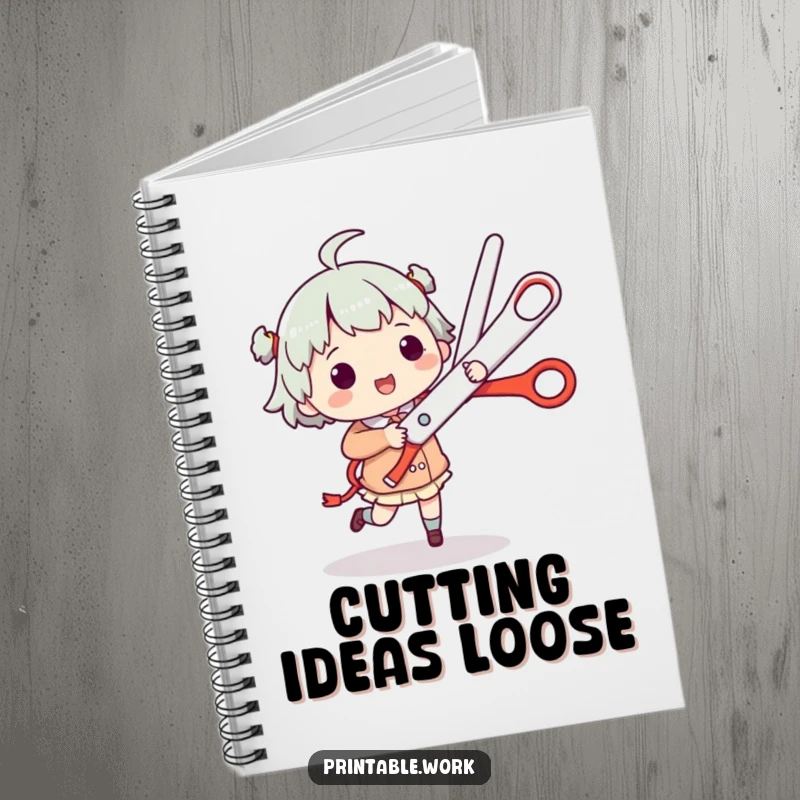 Funny Notebook: Character jigs with giant scissors, inspiring lively thoughts and creative journaling.
