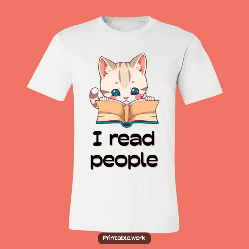Funny Curious Cat T-Shirt: Adorable Bookworm Feline Tee, Perfect Funny Gift