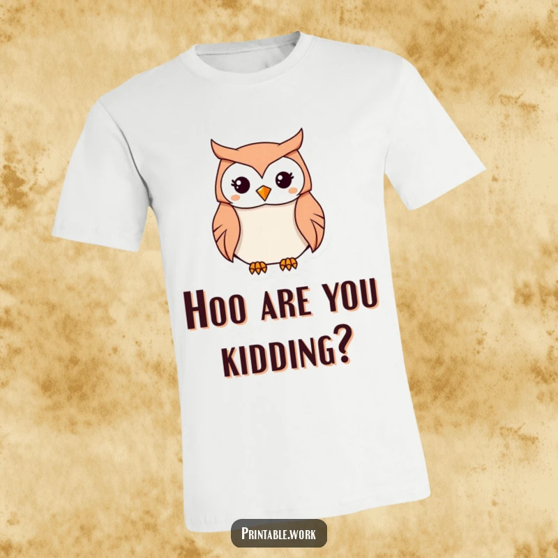 Funny Kawaii Owl Origami T-Shirt showing a concentrated owl meticulously folding paper into an origami creation, a funny gift for crafters.