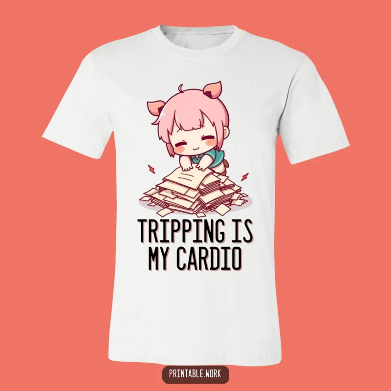 Funny Kawaii Tripping Papers T-Shirt - Cute Humorous Gift for Paper-Lovers