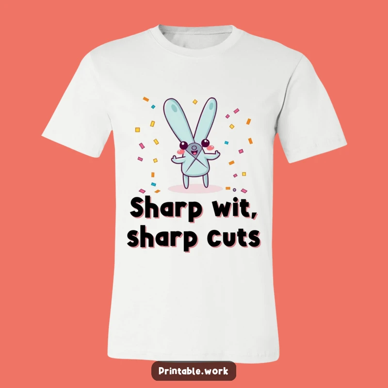Funny Scissors Character Tee: Playful Party Shirt, Great Funny Gift for Crafters