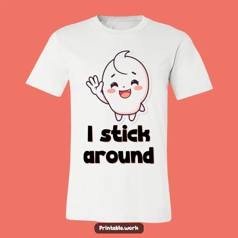Funny Waving Sticker Tee: Expressive Happy Character T-Shirt, Great Funny Gift
