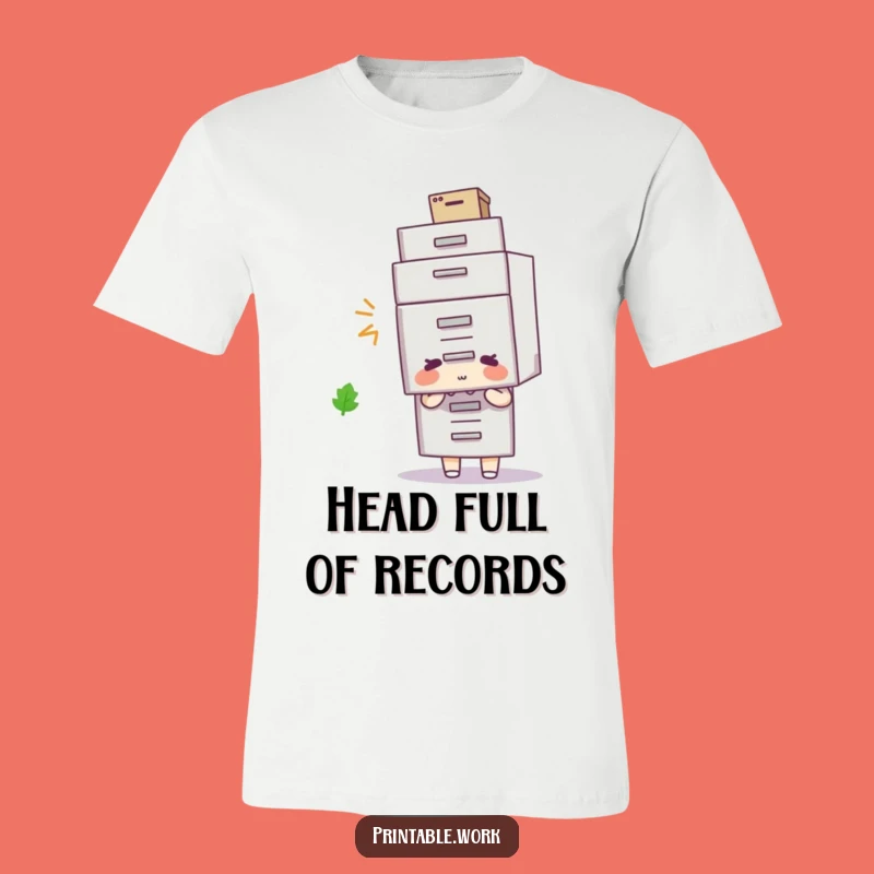 Funny Filing Cabinet Hat T-Shirt: Accidental Headwear Tee, Office Gag Gift