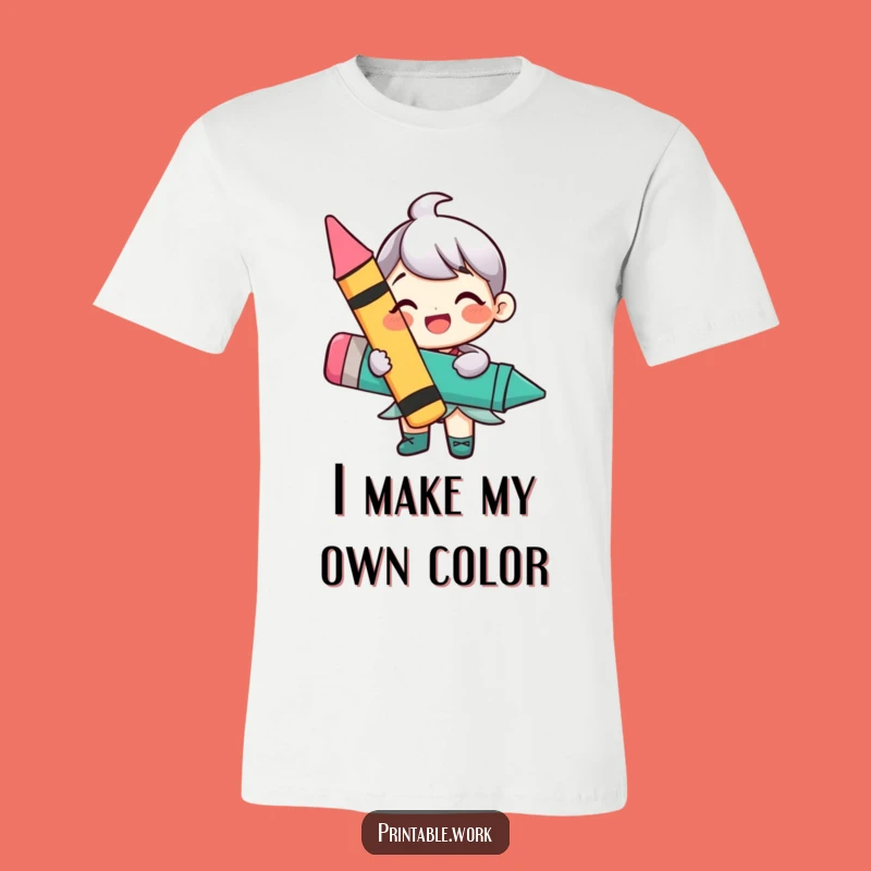 Funny Happy Crayon Character T-Shirt: Wearable Art for a Cheerful Day Out