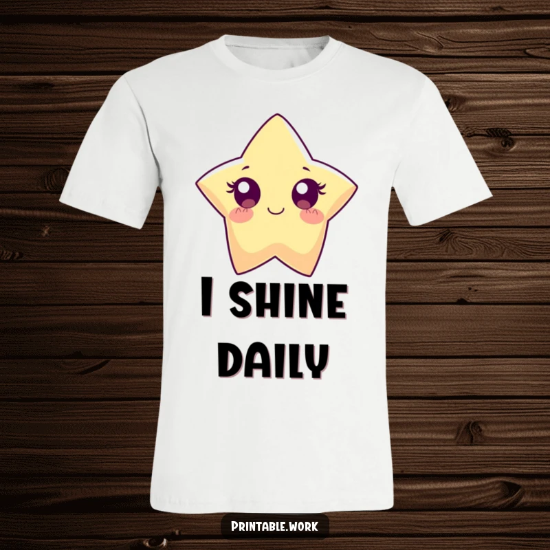 Funny Paper Star T-Shirt: A paper star character with wide, amazed eyes sparkles brilliantly, radiating positive energy.