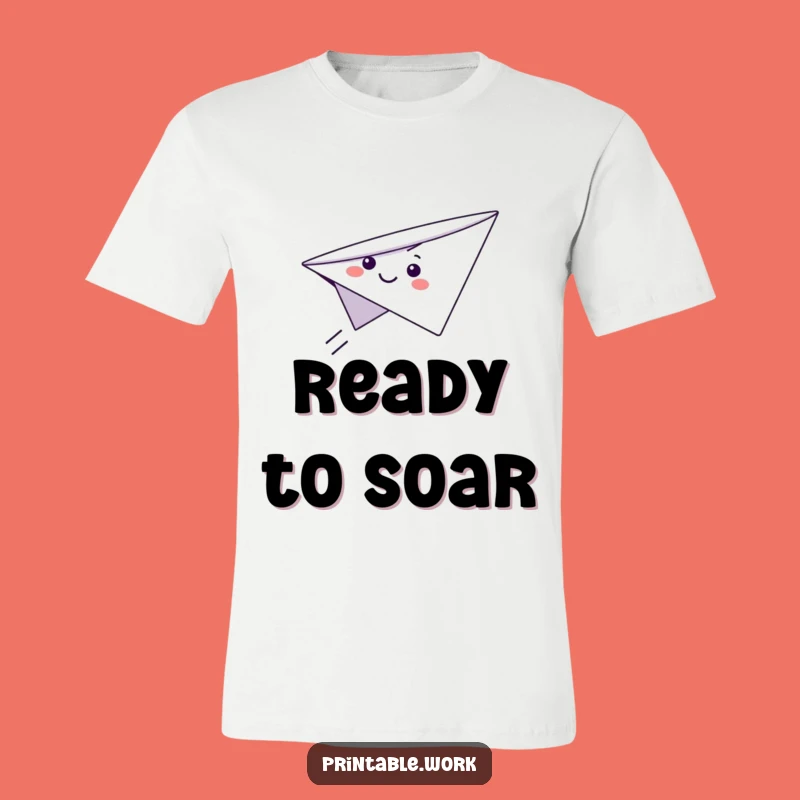 Funny Flying Paper Airplane Shirt: Smiling Character, Whimsical Tee