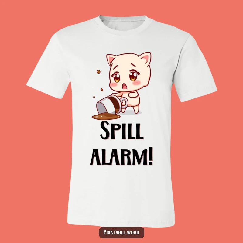 Funny Coffee Spill Surprise T-Shirt: Wear Your Morning Mayhem with Pride
