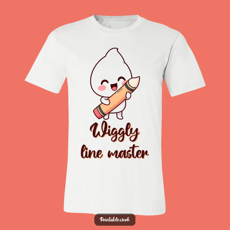 Funny Happy Kawaii Wiggly Line Crayon Tee - Wearable Art Gift
