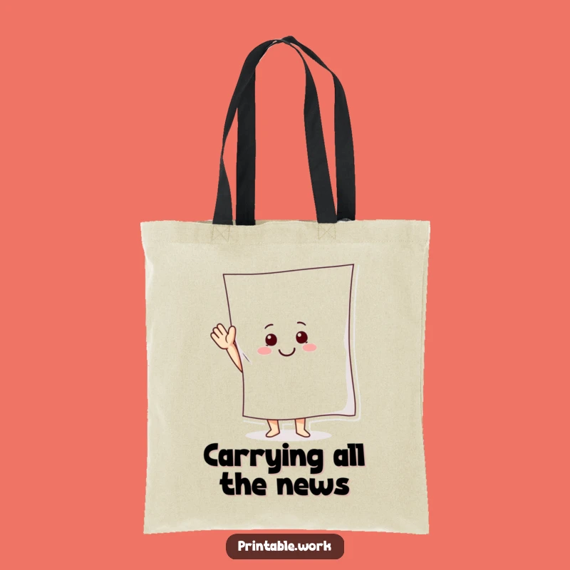 Funny Paper Character Tote Bag: Waving Pal, Spacious and Humorous Carry-all, Ideal Funny Gift