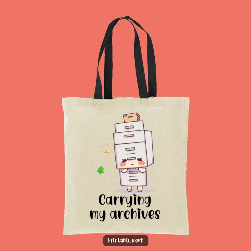 Funny Filing Cabinet Hat Tote Bag: Office Humor Carry-All, Hilarious Design