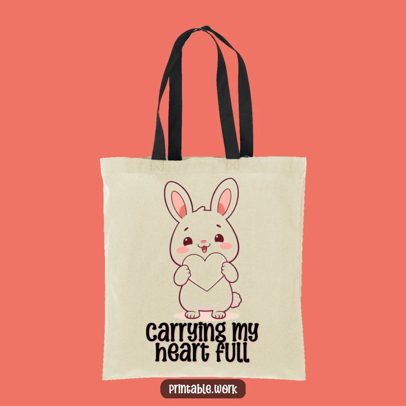 Funny Kawaii Rabbit Heart Tote Bag: Carry Your Love and Essentials