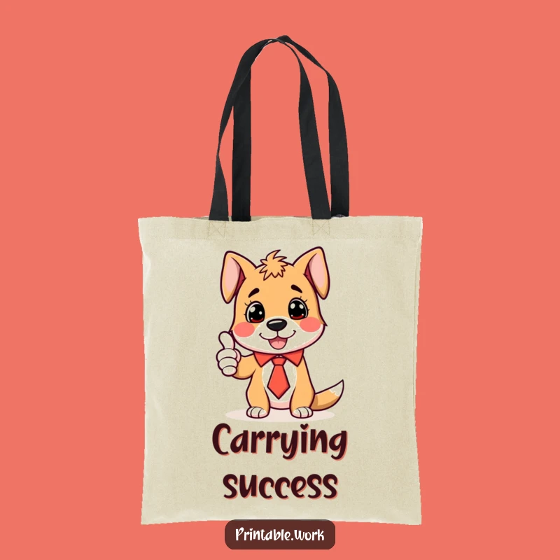 Funny Dog Tie Thumbs-Up Tote Bag - Carry Your Positivity, A Hilarious Funny Gift