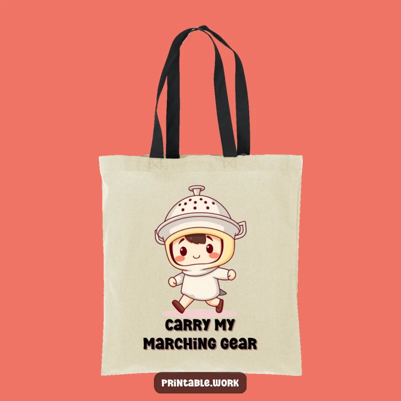 Funny Kawaii Colander Helmet Tote Bag - Marching Character Style Gift