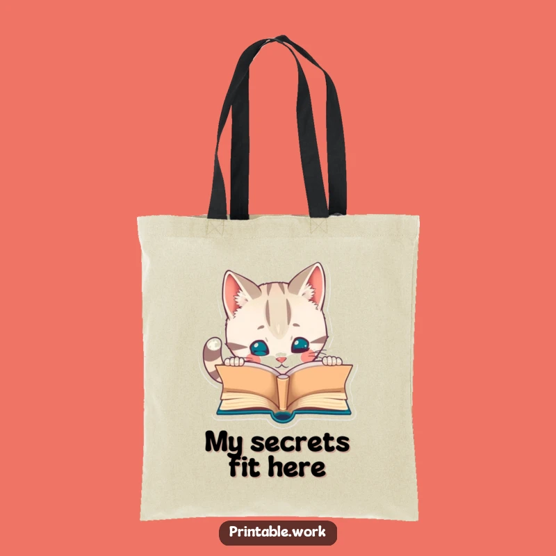 Funny Curious Cat Tote Bag: Stylish Book Lover Accessory, Perfect Funny Gift