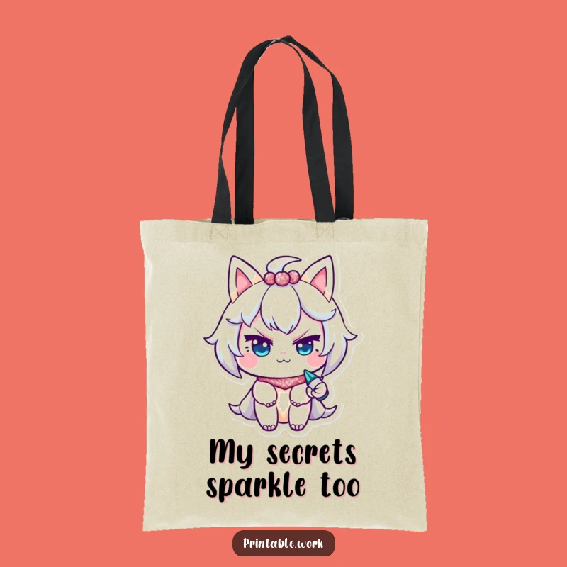 Funny Glitter Wink Tote Bag: Mischievous Character, Sparkly & Humorous Carry-All